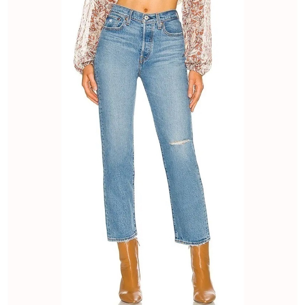 NWT Levi’s Wedgie High Rise Straight Ankle Jeans in Salsa Spice Blue